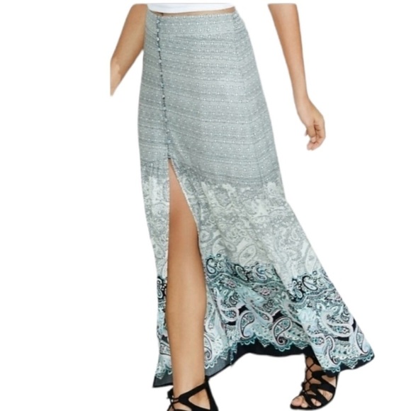 Express Maxi Skirt Button Front Slit EUC - Picture 2 of 11